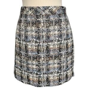 J.Crew Size 6 Cotton Silk Blend Tweed Mini Skirt Back Zip Lined Office Chic